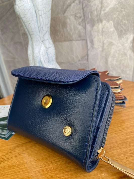 Billetera Chic III CZ Azul Oscuro-textura